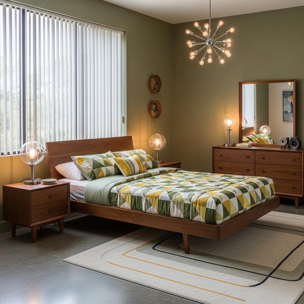 Mid-Century Modern Olive Green Bedroom