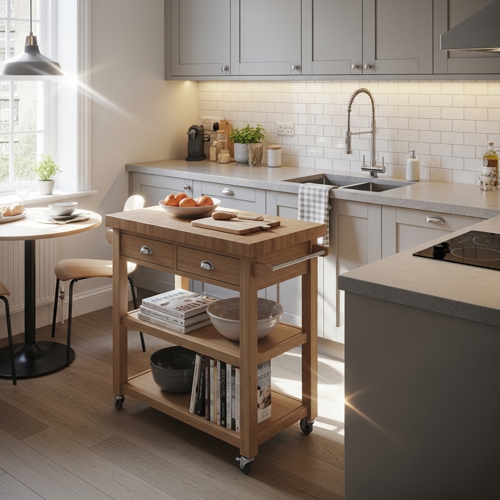 18 Small Kitchen Island Ideas That Combine Functionality with Style 2 Multi Functional Rolling Island