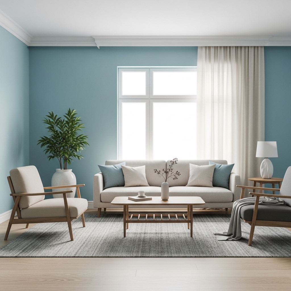 24 Stunning Living Room Paint Color Ideas That Pair Perfectly with Off White Furniture! 14 Muted Cyan