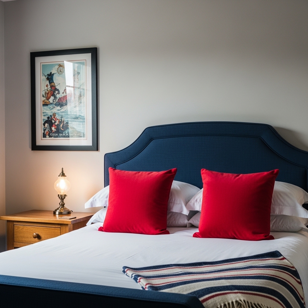 Classic Boys Bedroom Ideas That Never Go Out of Style 7 Navy Headboards With Bold Red Pillows