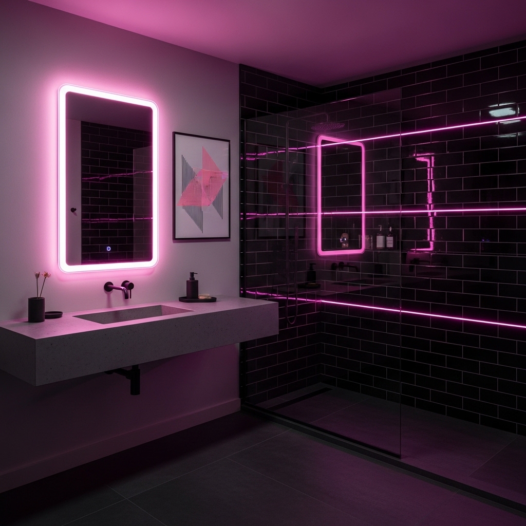 29 Enchanting Girly Bathroom Decor Ideas for a Whimsical Touch 25 Neon-Pink-Pop