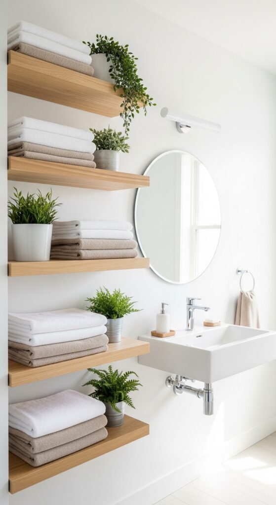 13+ Budget-Friendly Ideas for a Stunning Bathroom Makeover 6 Open Shelving for Style and Storage