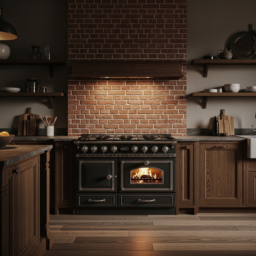 Top 20 Dark Academia Kitchen Ideas to Add Vintage Charm and Timeless Elegance 16 Opt for Open Fireplaces or Stoves