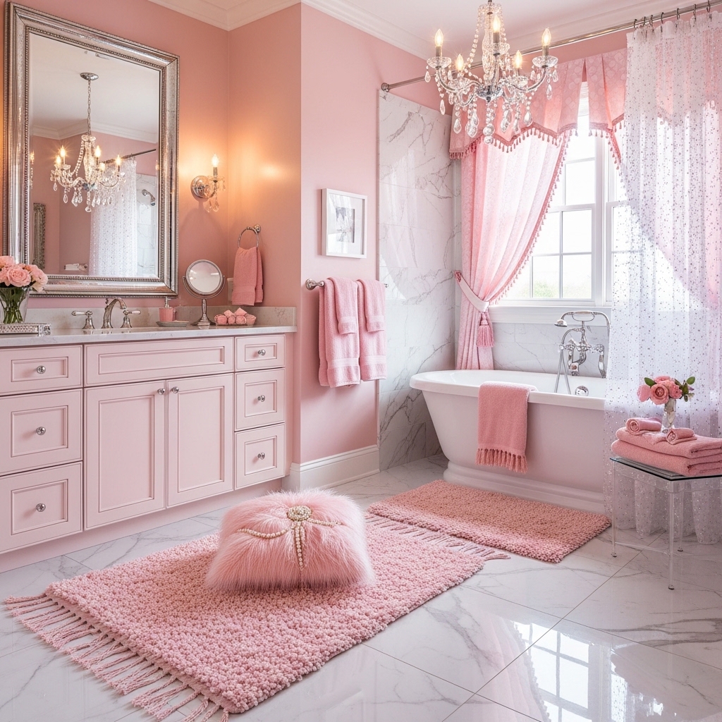 29 Enchanting Girly Bathroom Decor Ideas for a Whimsical Touch 2 Pink Princess Paradise