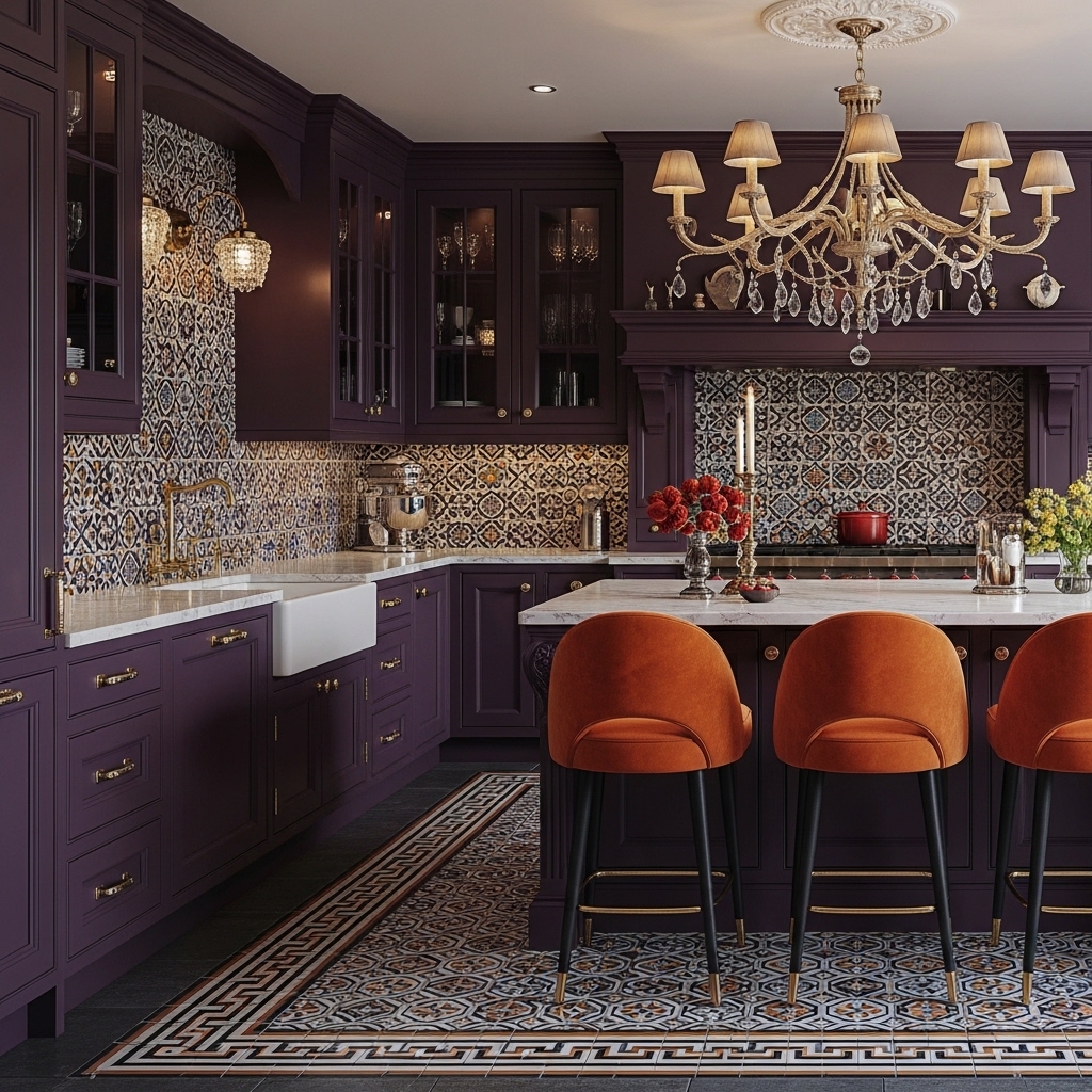 17 Bright Eclectic Kitchens That Make a Bold Statement 15 Regal Hues of Orange and Purple