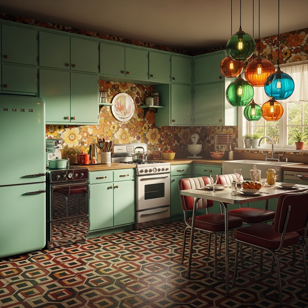 17 Bright Eclectic Kitchens That Make a Bold Statement 8 Retro Floral Fantasy
