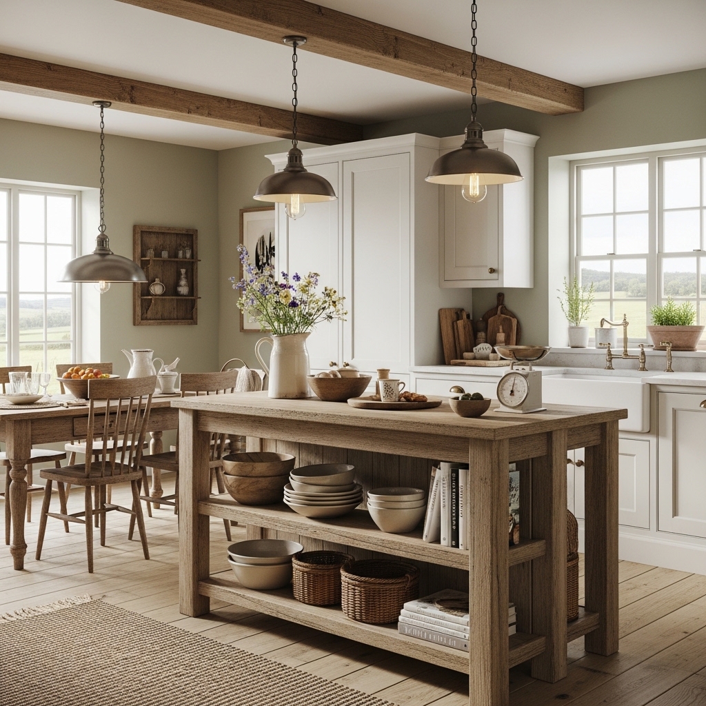 18 Small Kitchen Island Ideas That Combine Functionality with Style 3 Rustic Farmhouse Charm