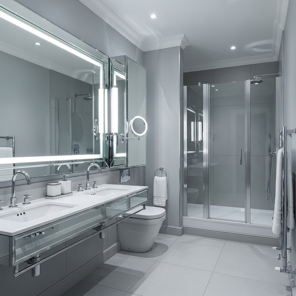 29 Enchanting Girly Bathroom Decor Ideas for a Whimsical Touch 7 Shimmering Silver Serenity