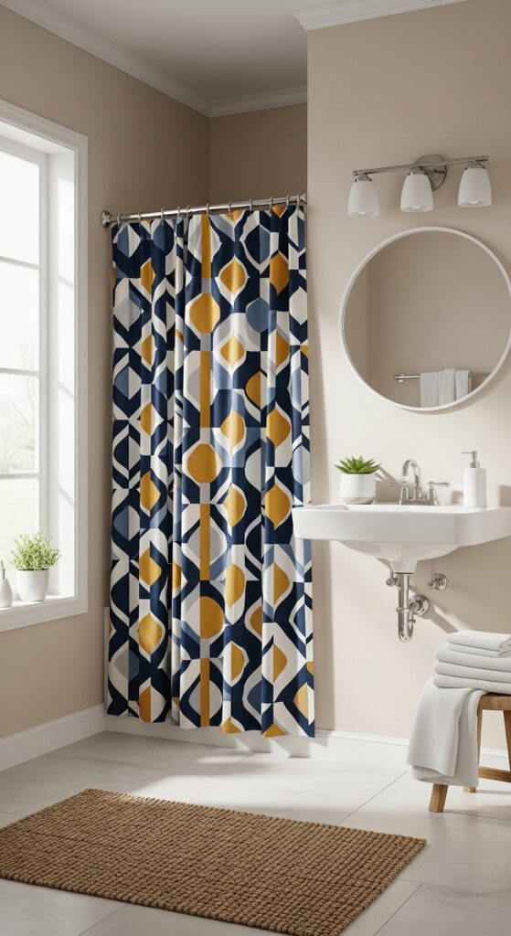 13+ Budget-Friendly Ideas for a Stunning Bathroom Makeover 5 Shower Curtain With a Statement Piece