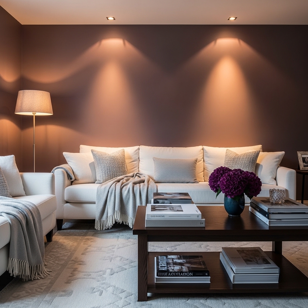 24 Stunning Living Room Paint Color Ideas That Pair Perfectly with Off White Furniture! 15 Smoky Plum