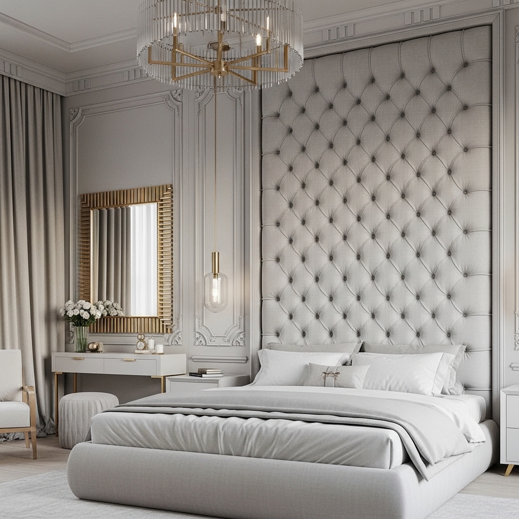 20+ Neo-Classical Master Bedroom Ideas You’ll Pin Now – Elegant, Timeless Inspiration 4 Statement Headboard As a Focal Point