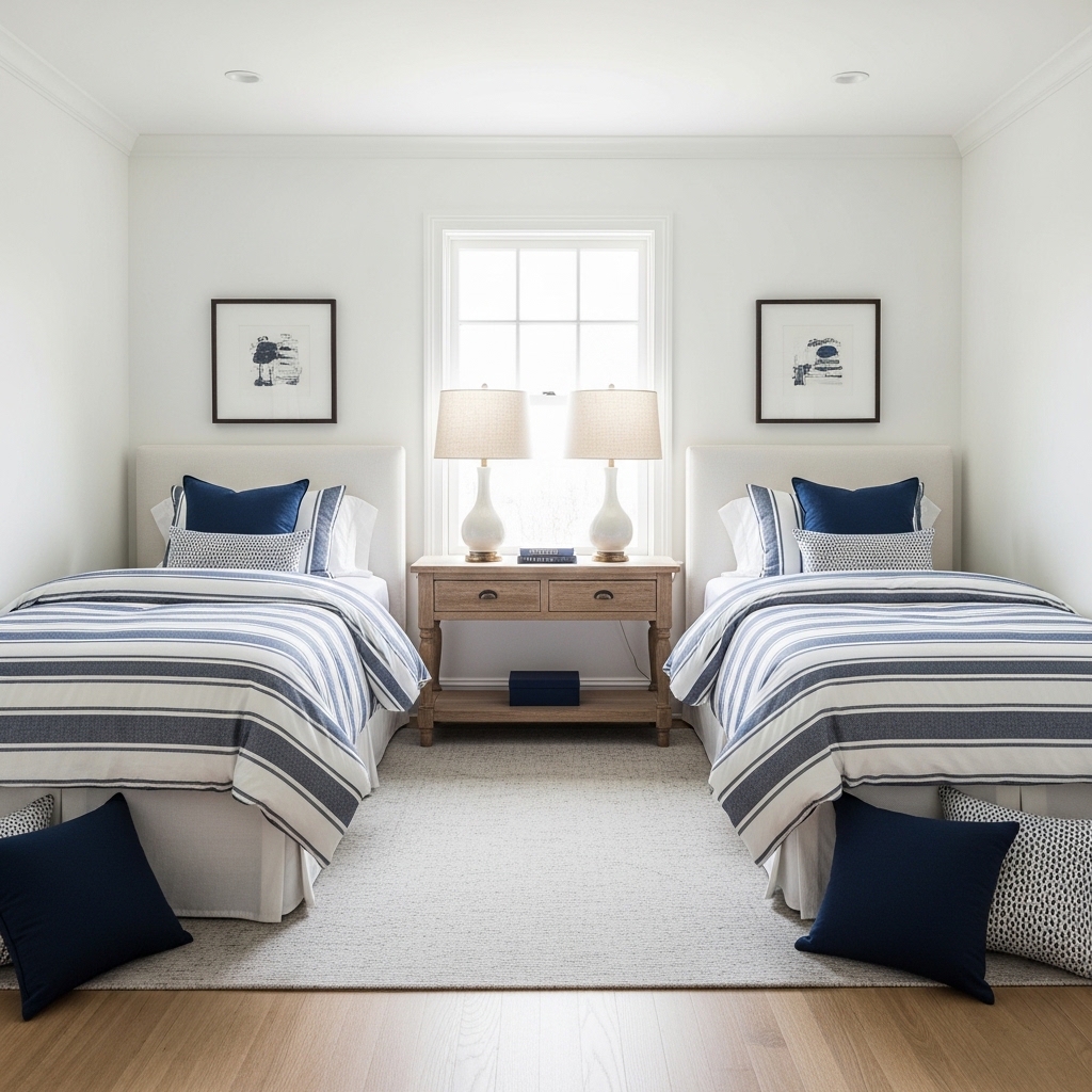 Classic Boys Bedroom Ideas That Never Go Out of Style 19 Symmetrical Twin Beds With Striped Bedding