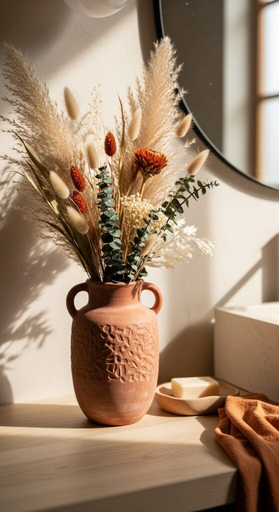  Terra Cotta Vase With Dried Florals