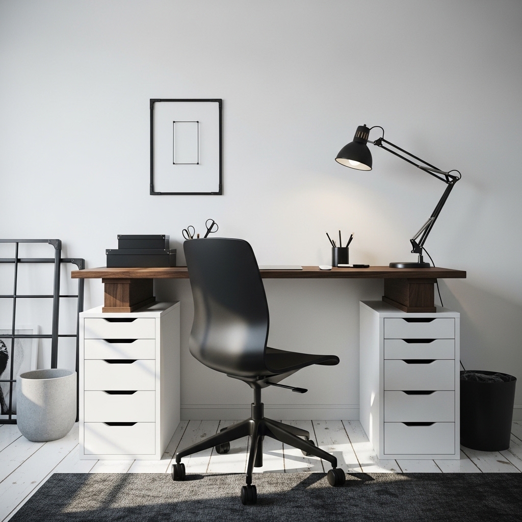 17 Brilliant Ikea Home Office Ideas You’ll Want to Copy Today 8 he High-Contrast ALEX KARLBY Hack