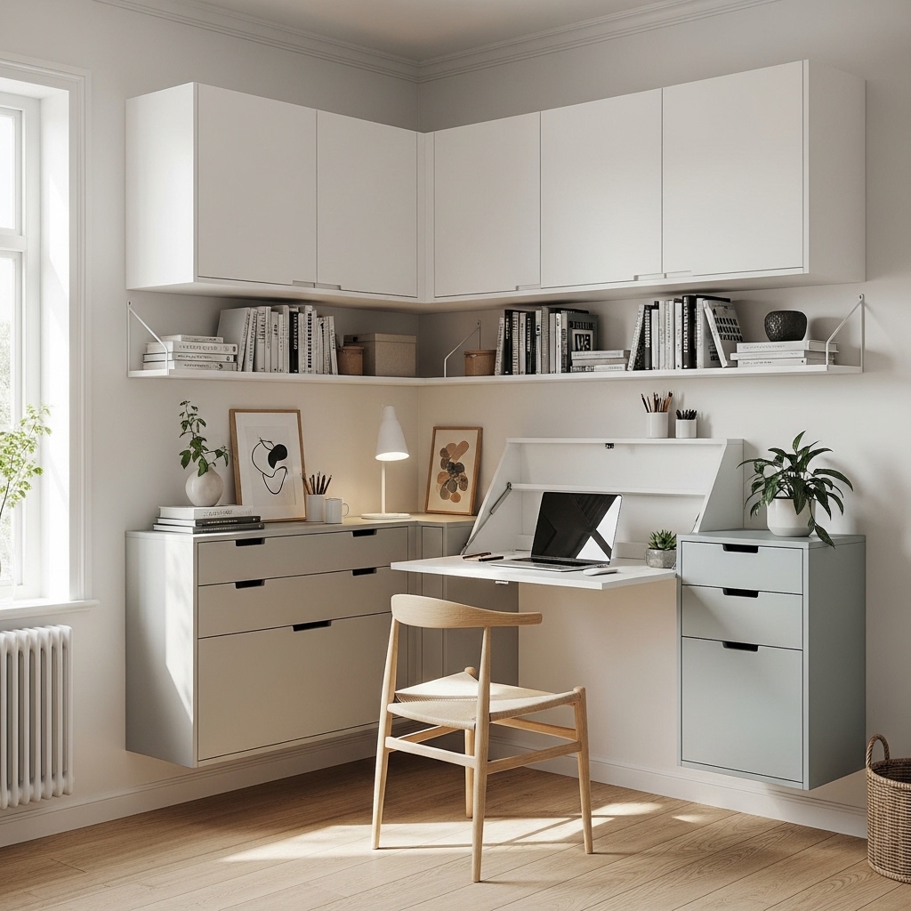 17 Brilliant Ikea Home Office Ideas You’ll Want to Copy Today 9 The Space-Saving EKET Wall Nook