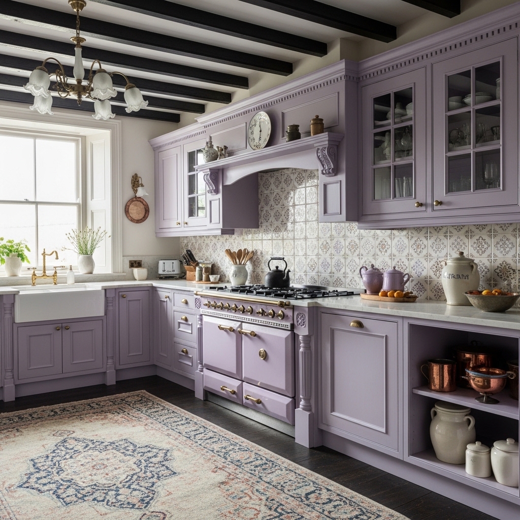 Victorian Style Lavender Kitchen Design