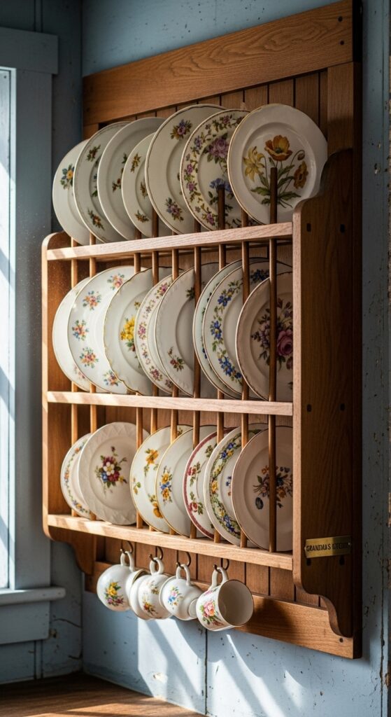 French Country Kitchen Decor: 21 Lived-In Cozy Looks 15 Wall-Mounted Plate Racks