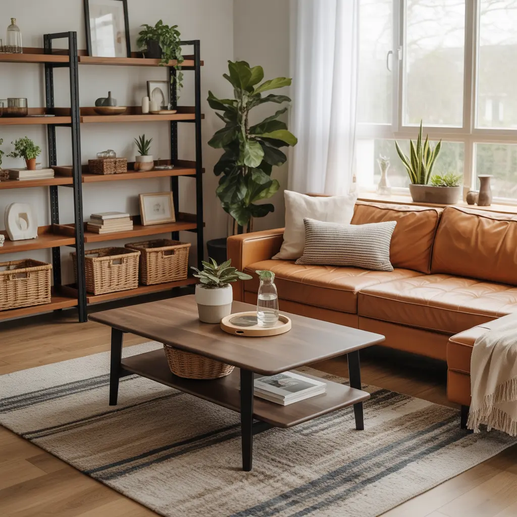 18 Black and Tan Living Room Ideas for Timeless, Sophisticated Comfort 5 Warm Wood and Matte Black