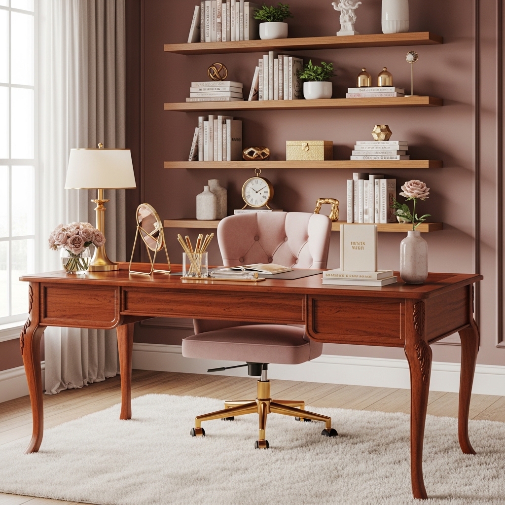 Warm Wood and Mauve Elegance