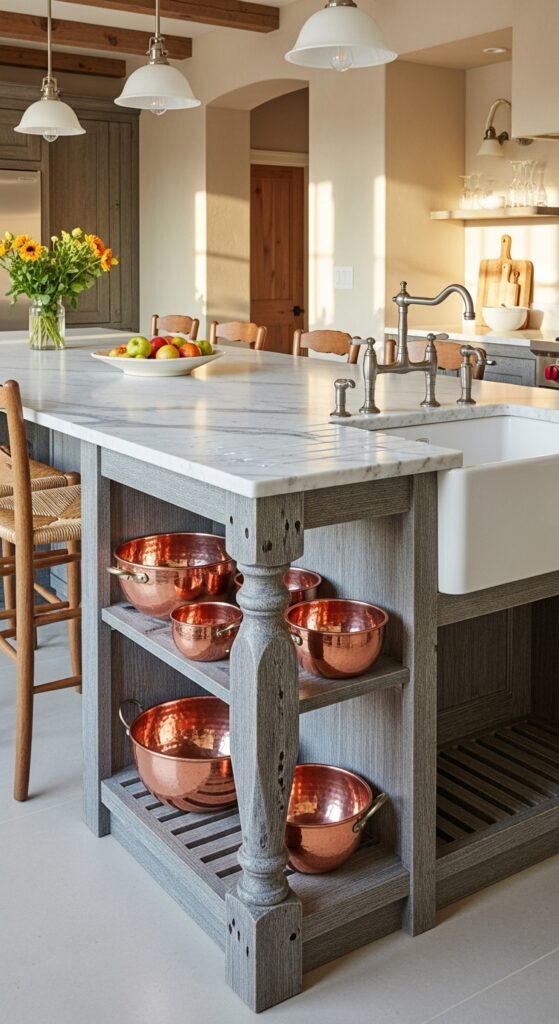 French Country Kitchen Decor: 21 Lived-In Cozy Looks 3 Weathered Wood Kitchen Islands
