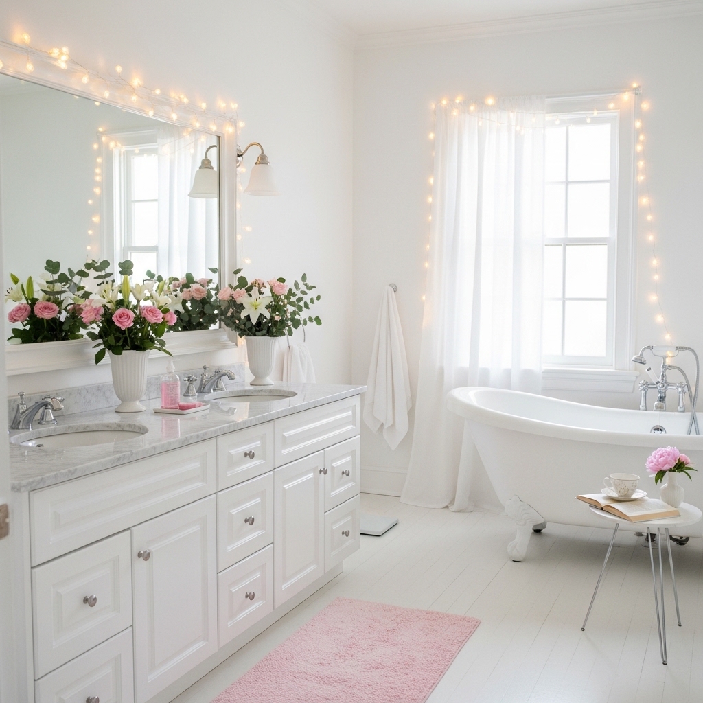29 Enchanting Girly Bathroom Decor Ideas for a Whimsical Touch 15 Whimsical White and Pink