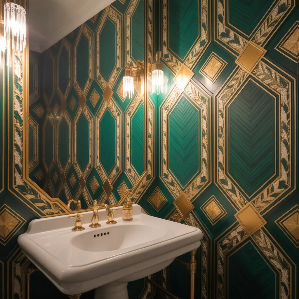 Lavish 1920s Bathroom Ideas Dripping In Elegance 11 art decor wallpaper bathroom,