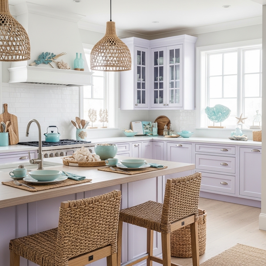 Coastal Kitchen With Lavender Undertone